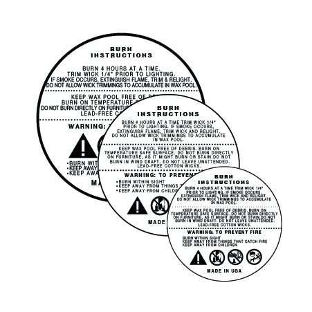 28mm White Candle Safety Label