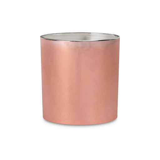 Rose Gold Electroplate Heavy Rocks Candle Glass