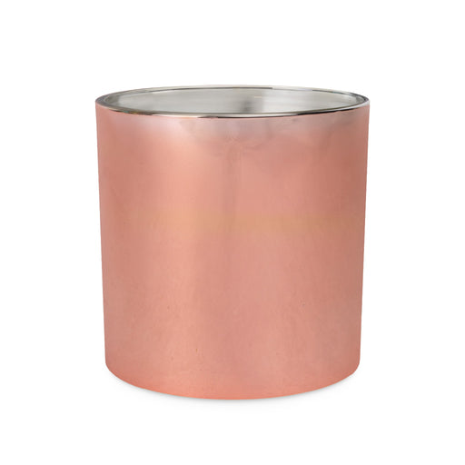 Rose Gold Electroplate Heavy Rocks Candle Glass