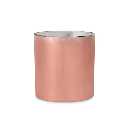 Rose Gold Electroplate Heavy Rocks Candle Glass