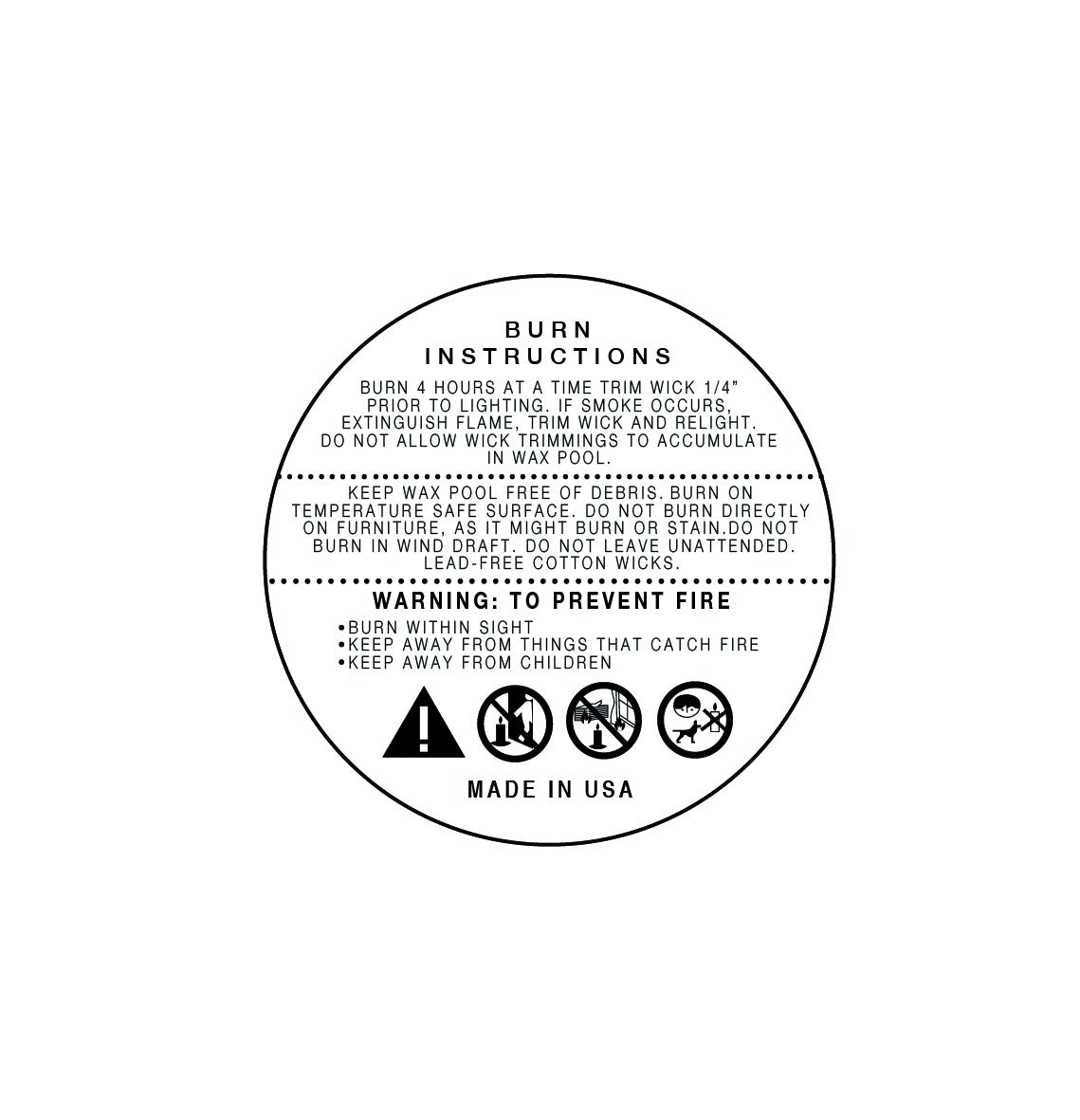 Candle Warning Label, Warning Label for Candles
